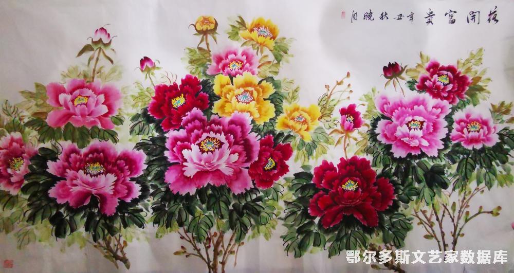 国画+花开富贵（6尺)秦秀莲13847717985