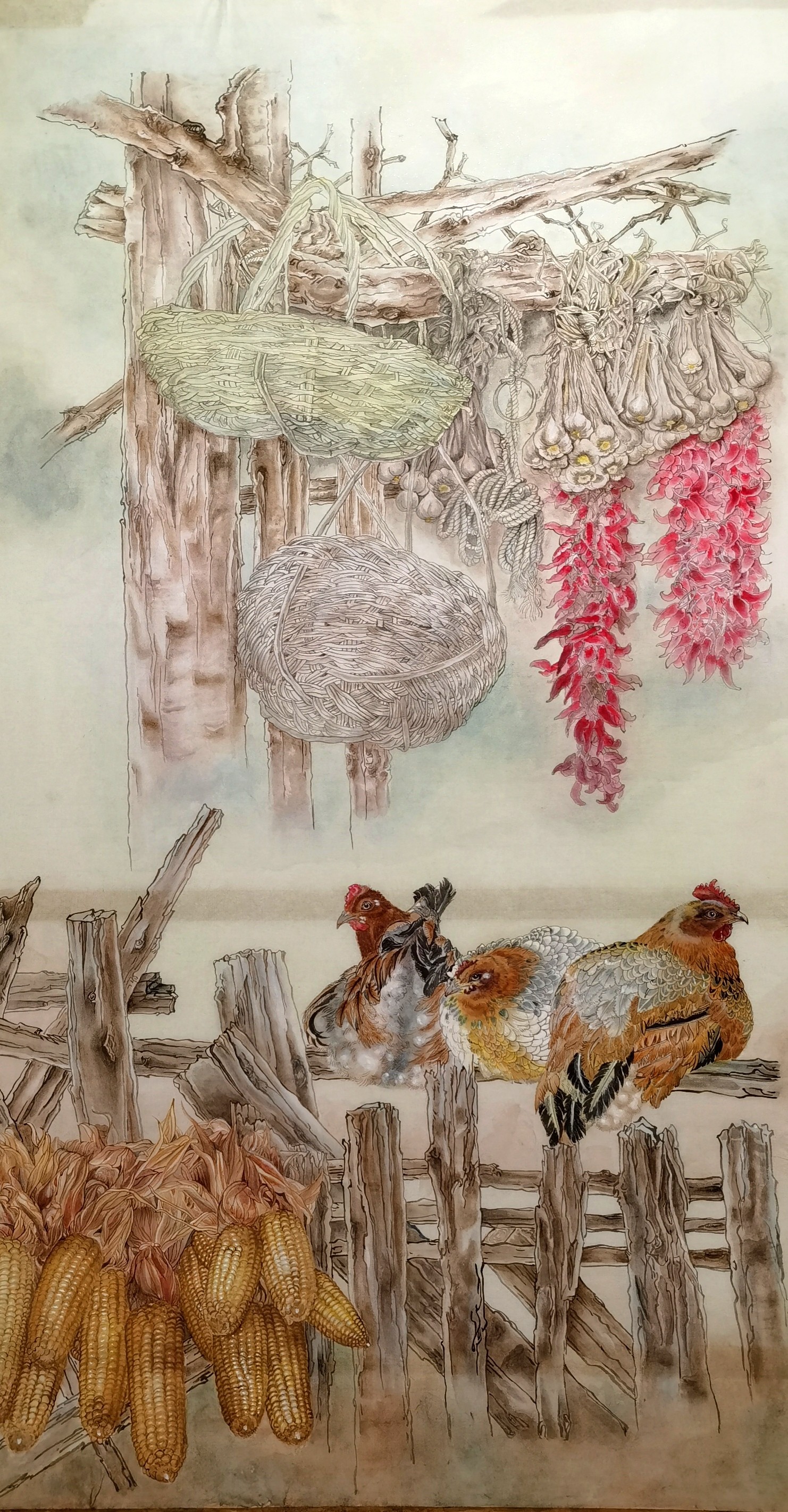 工笔国画    农家乐