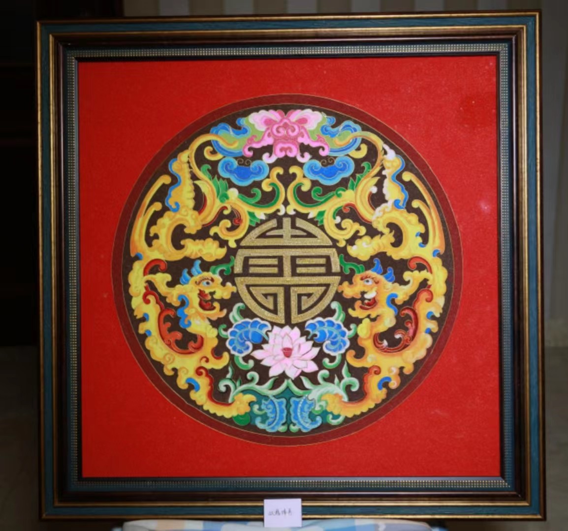 景泰蓝掐丝珐琅彩    二龙捧寿