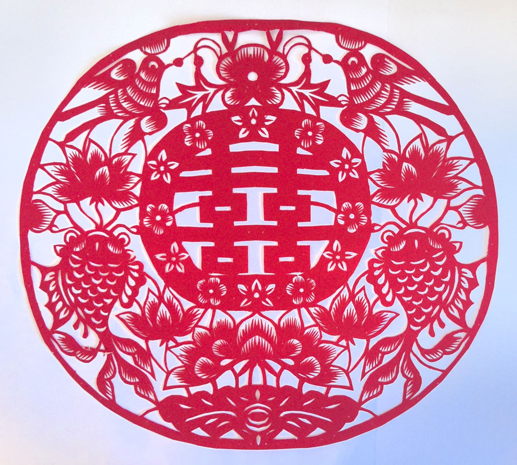 《鱼扑莲花 喜鹊报喜》