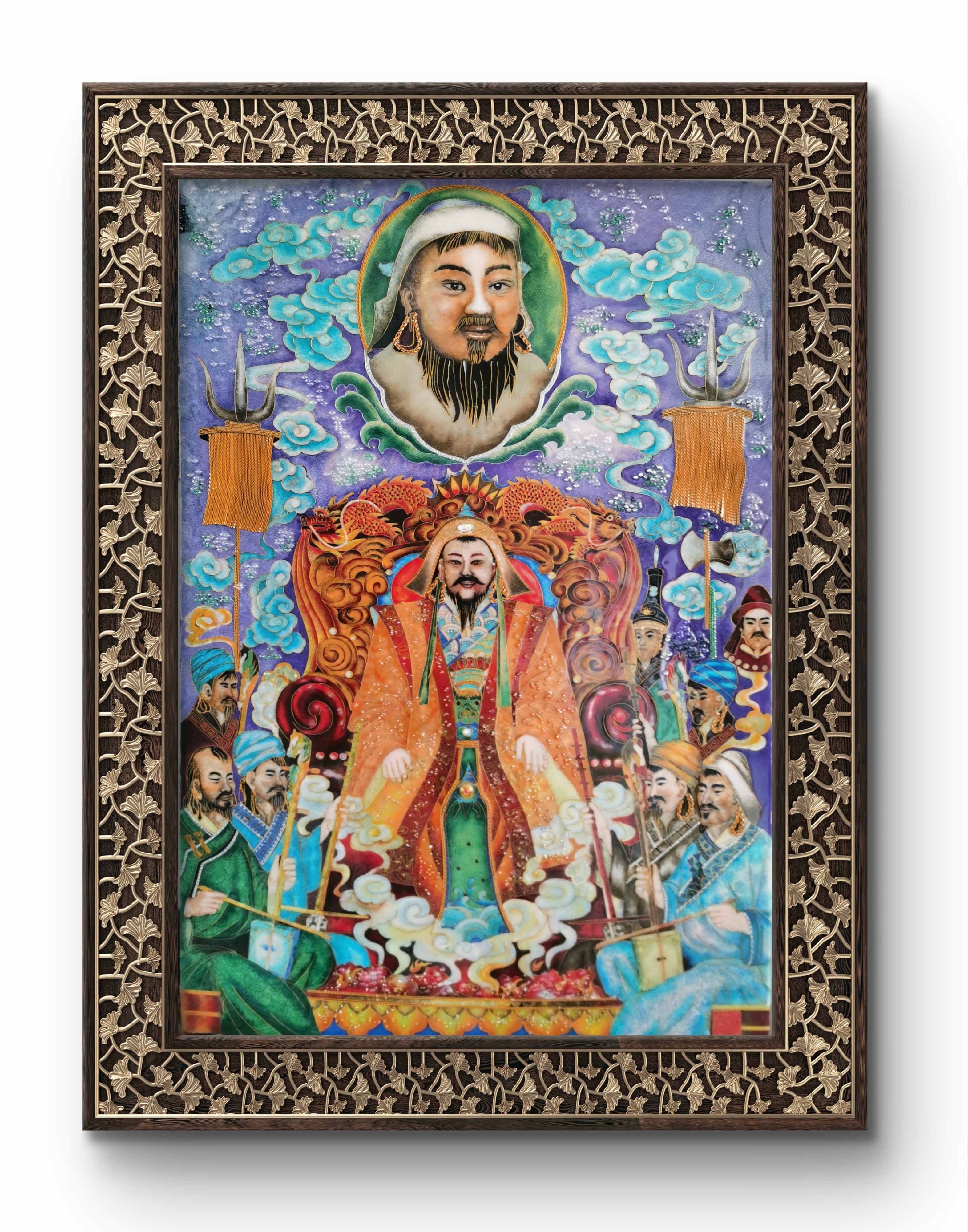 成吉思汗凯旋（掐丝珐琅画）